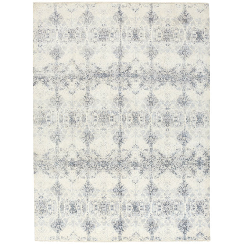 White Modern Wool Rug - 9'1" x 12'4"