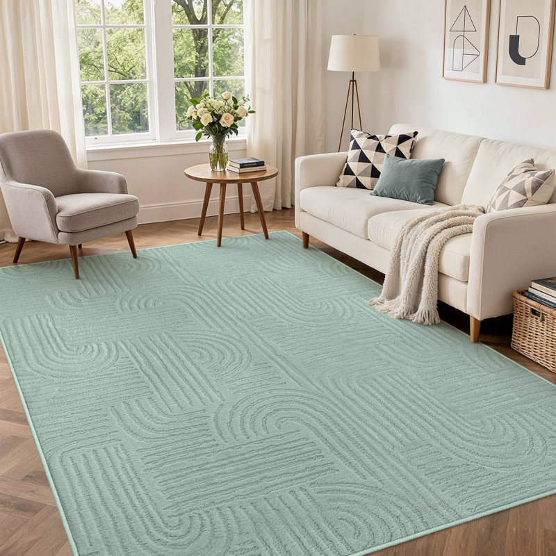 Geometric Area Rug, Sage Green, Rectangle 160 x 230 cm