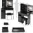 37" Middle Size Left Drawer Desktop Vanity Table + Cushioned Stool Dresser Set,2 AC+2 USB Socket,Hair Dryer Stand, Large Touch Control LED Sliding Mirror,3-color Switch