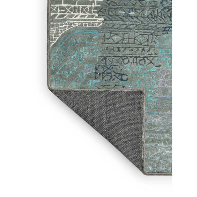 Tapis brun/bleu zone contemporaine, Rectangle 5 pi x 7 pi