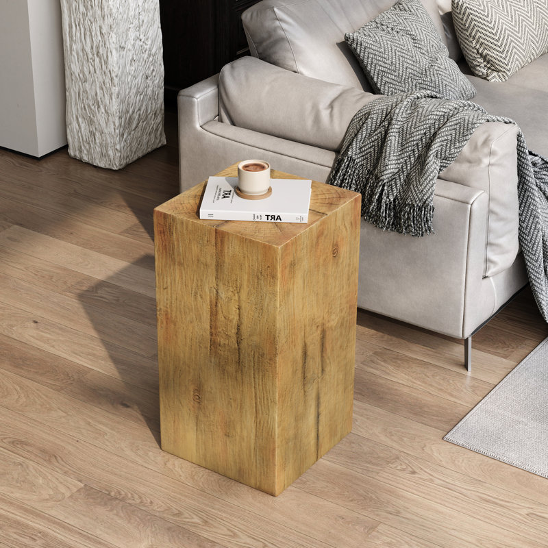 Table de bout en bois, hauteur de 26,92 po, caractéristique de couleur naturelle, adaptable aux espaces extérieurs intérieurs, pour et