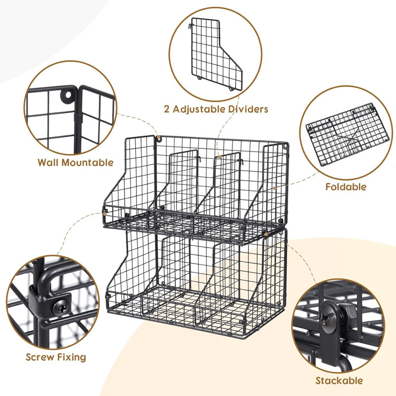 2 Pack Stackable Can Rack Organizer for Pantry Storage,Can Dispensers with 4 Adjustable Dividers
