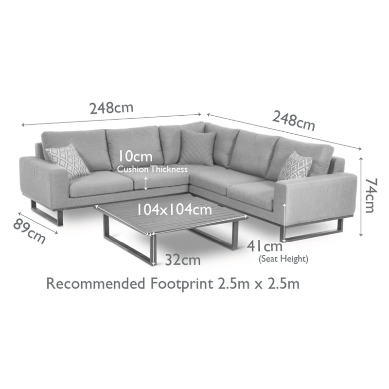 Lyndhurst Outdoor Fabric Corner Group - Grey, Grey