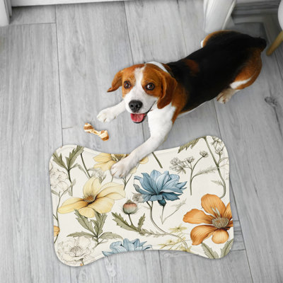 Gentle Florals - 1 Piece Bone Shape Feeding Mat