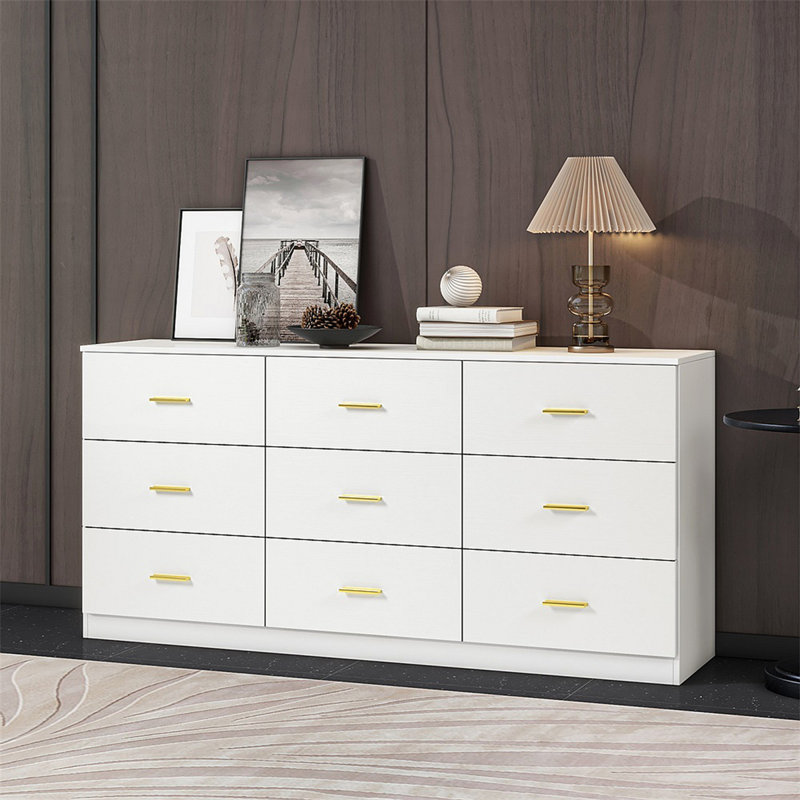 Commode moderne à 9 tiroirs pour la chambre à coucher - Vaste commode de rangement, robuste et sécuritaire