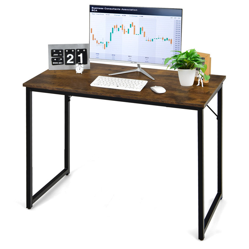 Cerita Steel Writing Desk, Black, Rustic Brown