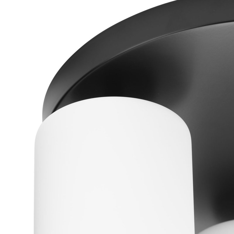 Bromwich Glass Flush Mount, Matte Black, Etched White