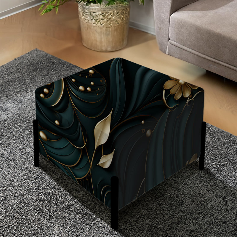 Deep Emerald Radiant Glamour Emerald - Repose-pieds carré damassé