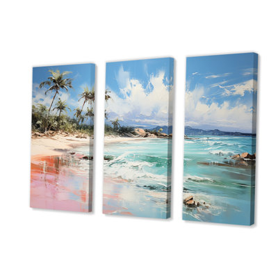«Green Tropical Beach Escape I» - art mural bord de mer tropical