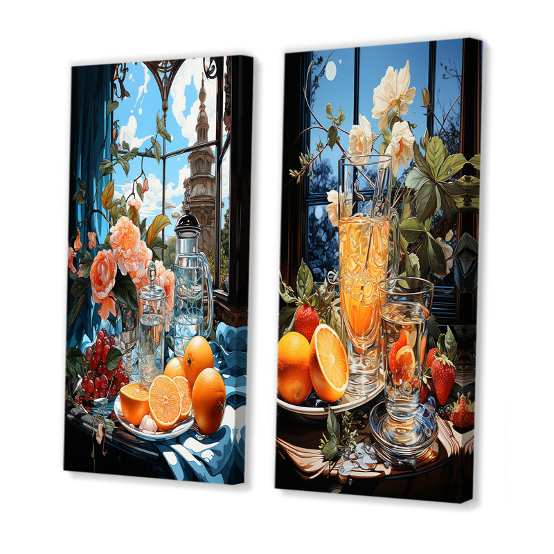 Morning Dreams - Petit déjeuner, ensemble de 2 reproductions d'art sur toile, H 28 po x l 25 po, Toile tendue