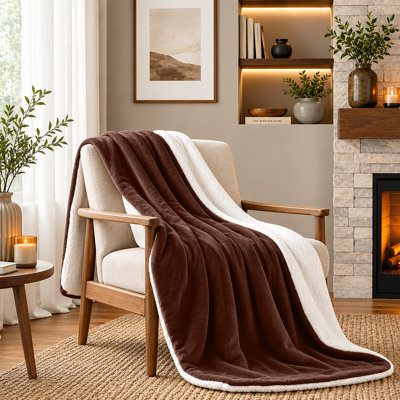 Sherpa Fleece Fur Thick Reversible Blanket Throw