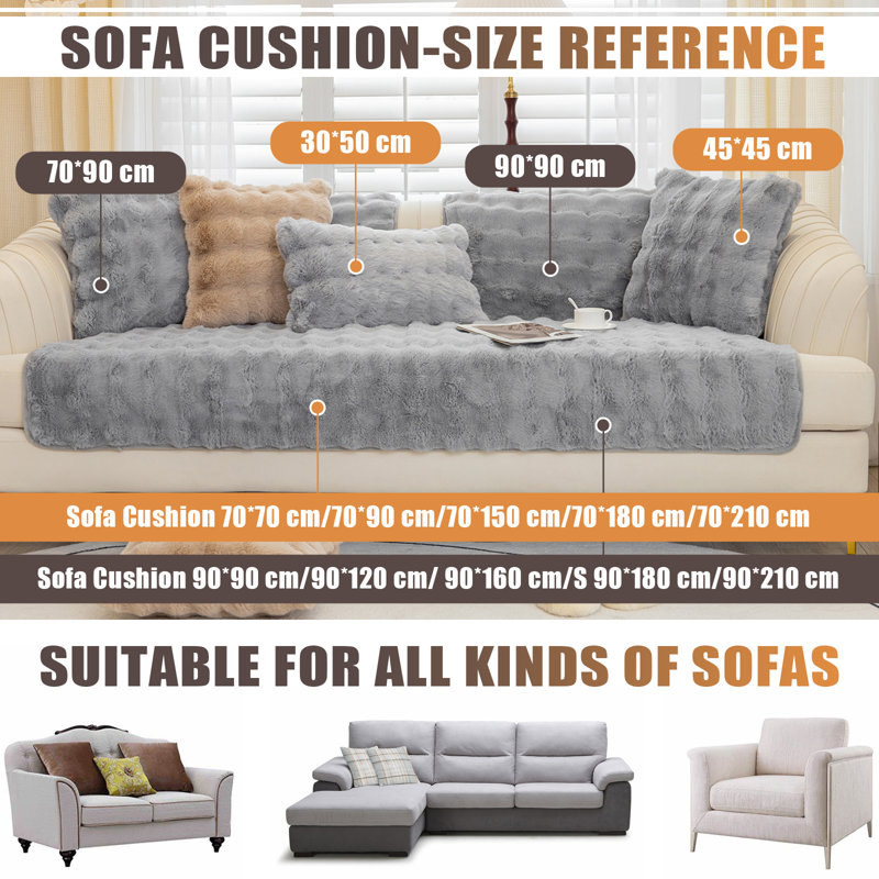 Housse pour canapé en faux lapin, L 35,5 po x P 27,5 po, Gris clair