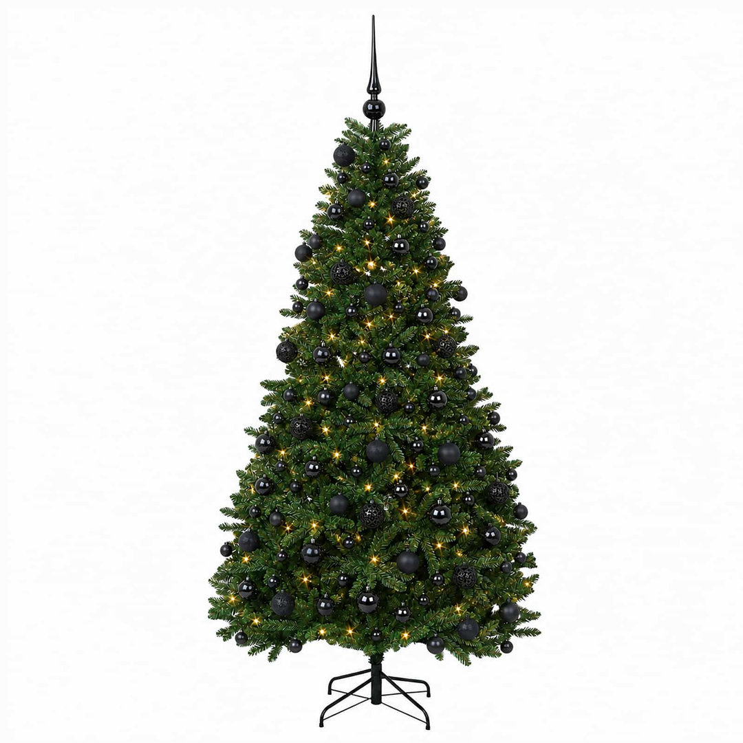 Vidaxl Artificial Christmas Tree Mid-Green With Bauble 210 Cm 300 Leds, Green - Image 3