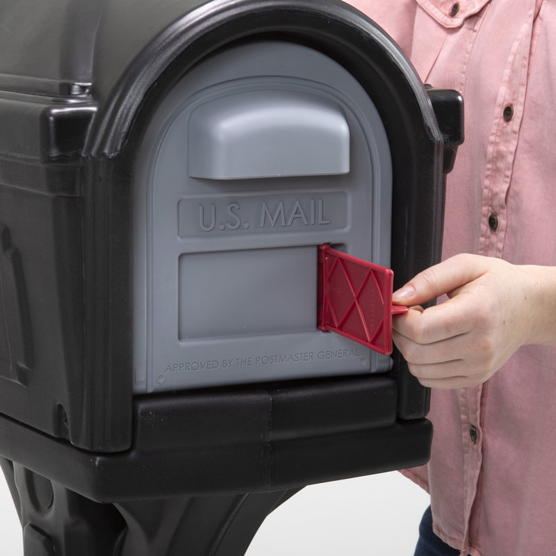 Plastic Post Mounted Mailbox with Magnetic Closure, Black