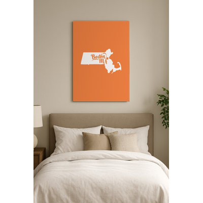Home Sweet Boston — Massachusetts State Silhouette — Portrait Metal Wall Art