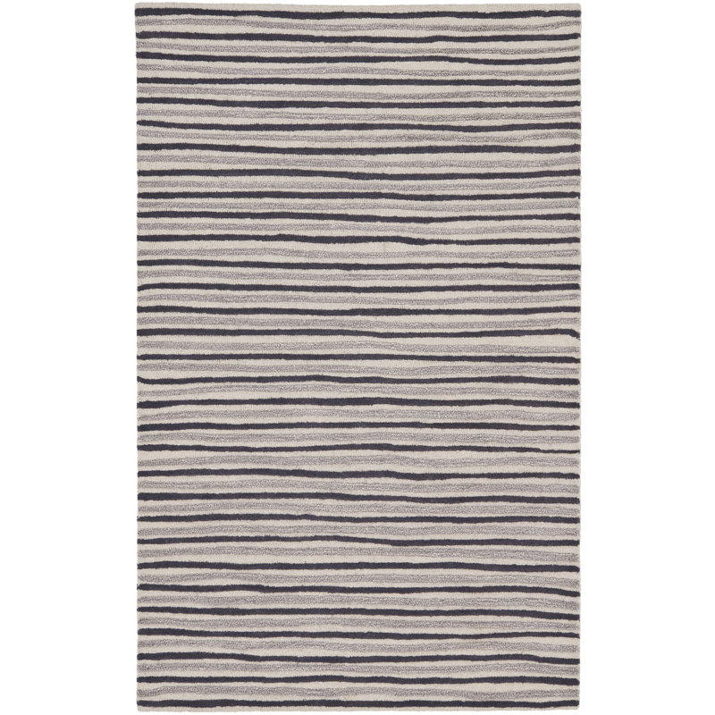Gonde Martha Stewart Hand Tufted Wool/Viscose Striped Rug in Wampum Purple, Rectangle 5' x 8'