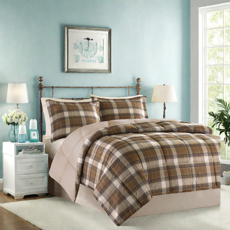 Soft Cozy Microfiber Twin Bedding Sets, Rustic Plaid Cabin Home Style