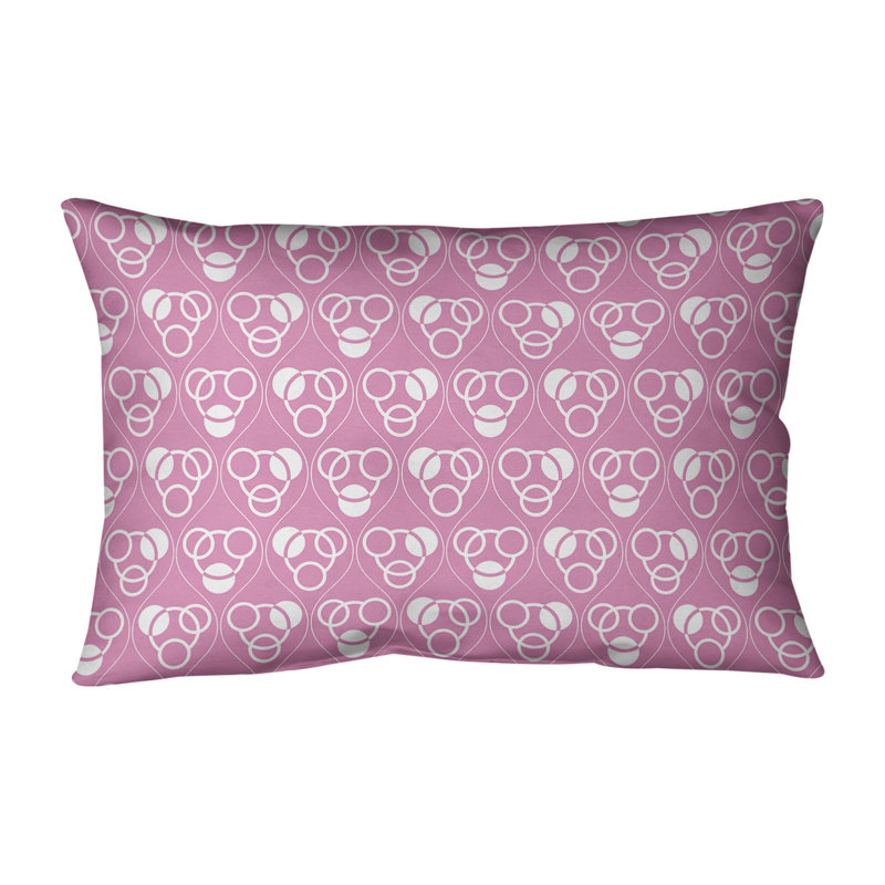 Coussin lombaire classique à motif de cercles Waves, Duvet / Plumes, H 14 po x l 20 po, Rose/blanc
