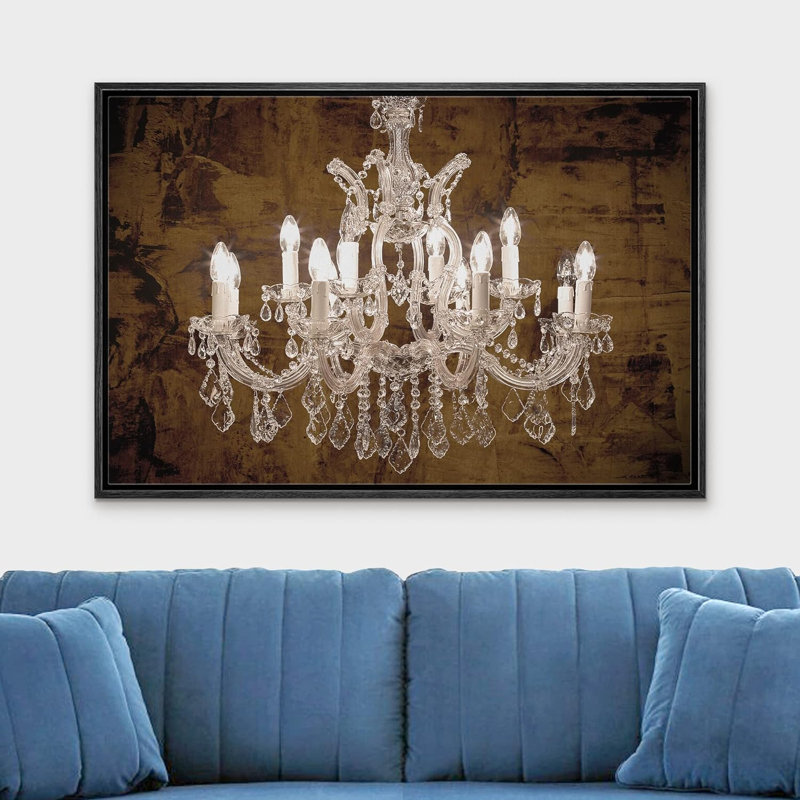Lustre en cristal brun brun et blanc qui illumine un art mural contemporain et relaxant, H 16 po x l 24 po x P 1,5 po