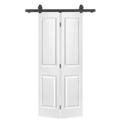 Porte de grange pliante en panneau de fibres à densité moyenne 2 panneaux 24 po x 80 po avec quincaillerie coulissante