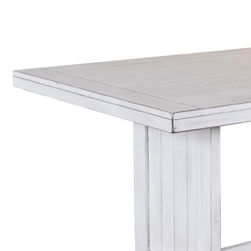 Table de salle à manger Sime, plateau rectangulaire en bois blanc cassé de 60 pouces