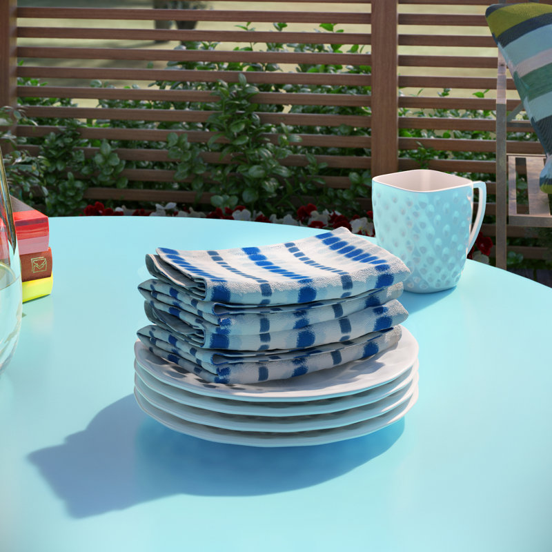 Normandie Polyester Striped Square Napkin, Blue