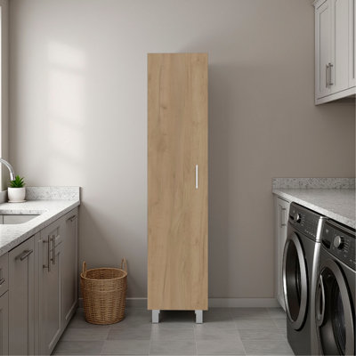 Armoire de rangement autoportante Vintro avec tablettes de rangement internes, grande porte simple, 4 tablettes intérieures, poignée et pieds en métal