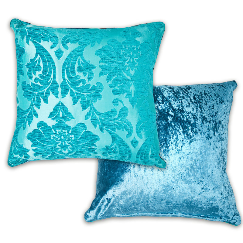 Worrell Damask Square Cushion Cover, Blue
