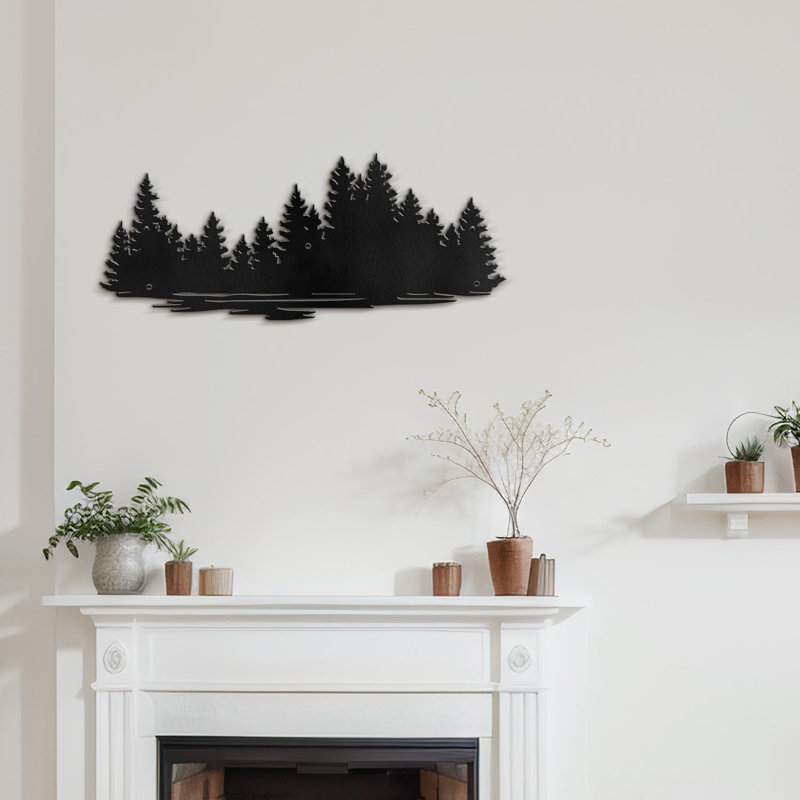 Décoration décorative murale abstraite décorative murale en pin, H 7,38 po x l 18 po x P 0,05 po, Noir