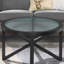 Table basse en verre 22,13 pouces avec base en bois massif-2017137919-2030439216