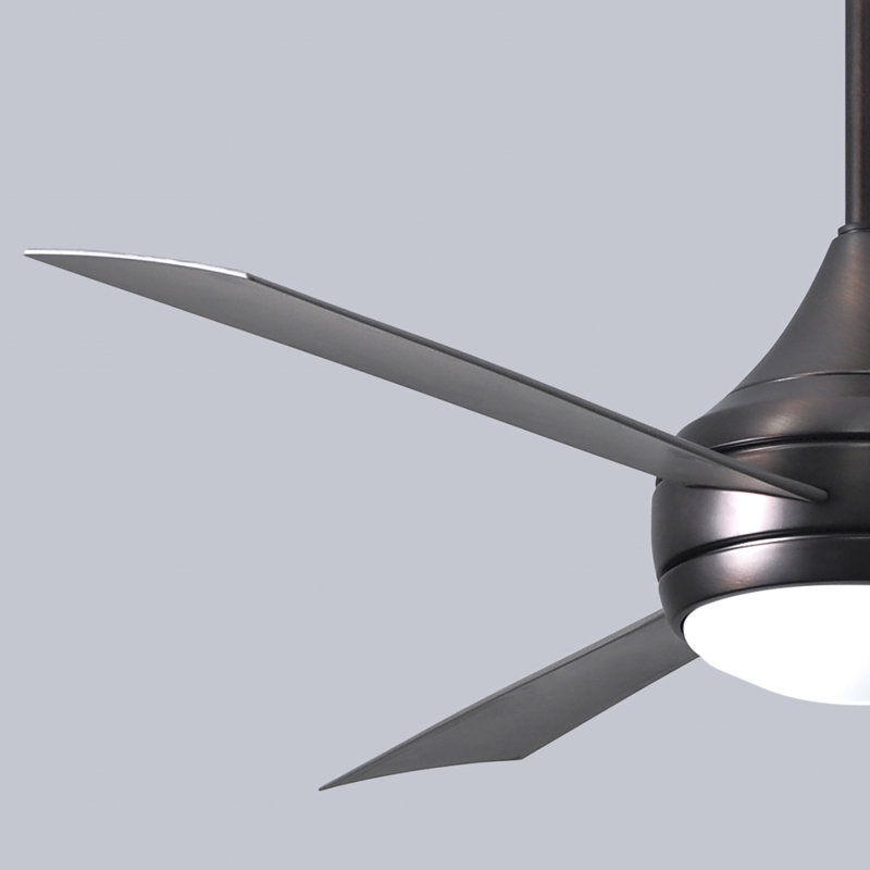 Donaire LED Outdoor Downrod Ceiling Fan, Brushed Bronze, Brushed Stainless