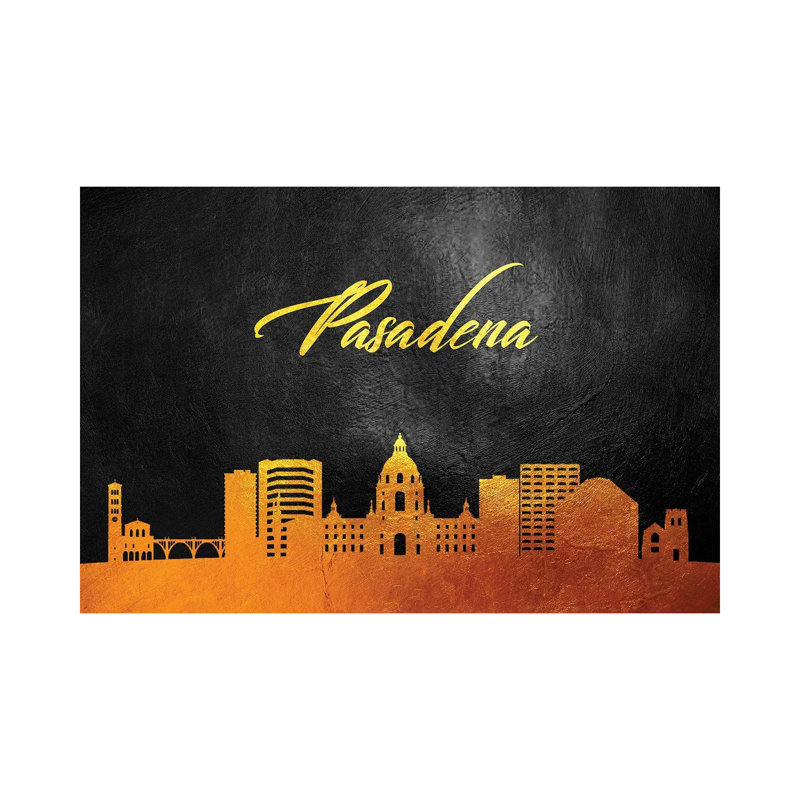 Pasadena California Gold Skyline by Adrian Baldovino - Wrapped Canvas Print, 66.04 cm H x 45.72 cm W x 3.175 cm D