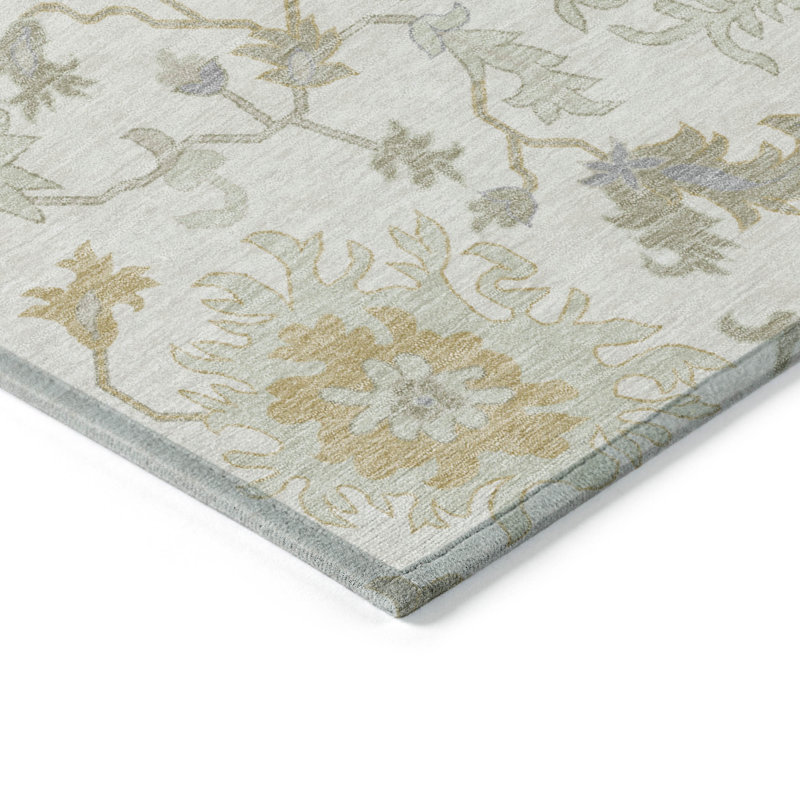 Tapis ivoire Xhevrie intérieur / extérieur lavable à la machine Xhevrie, Rectangle 10 pi x 14 pi