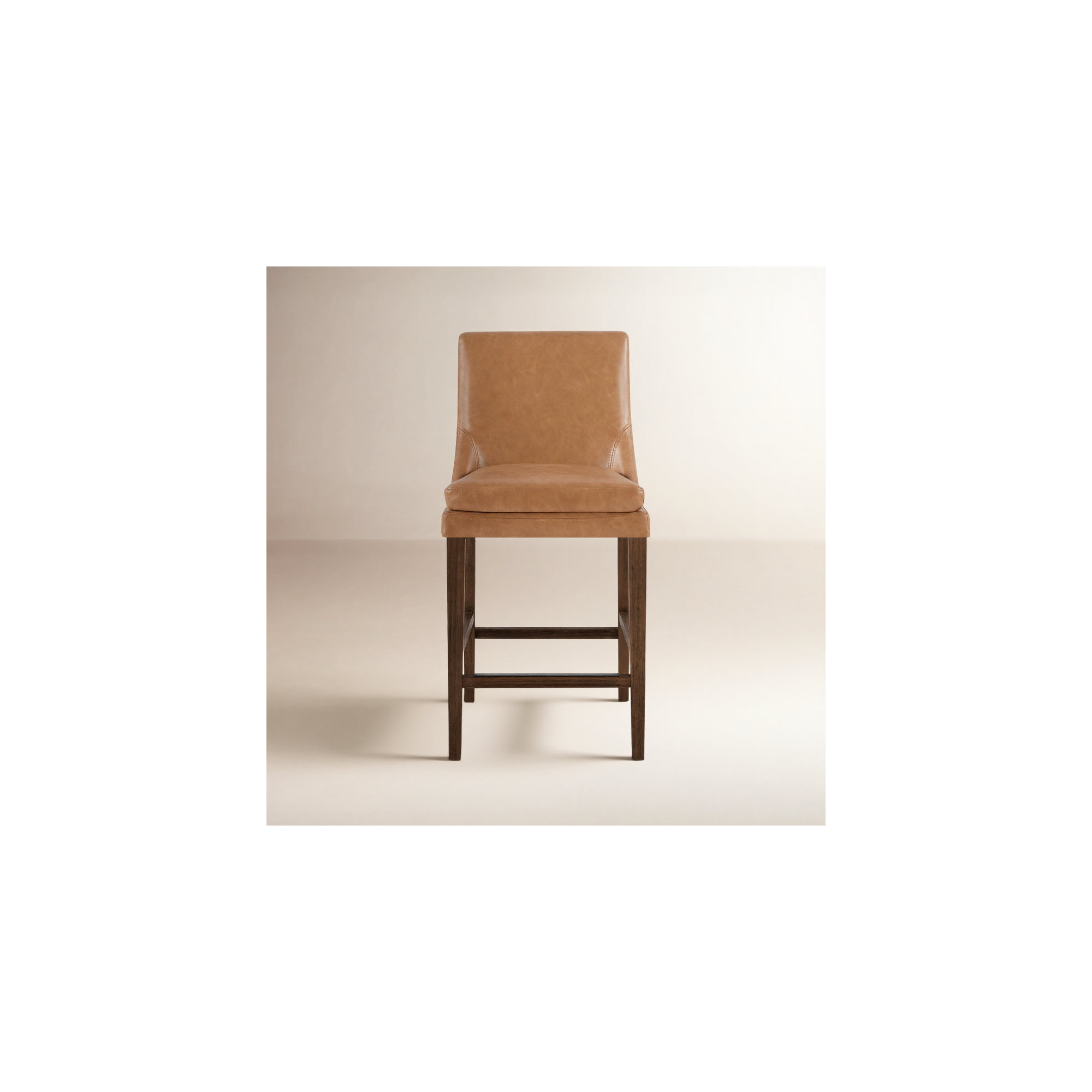 Niara Upholstered Leather Counter & Bar Stool, Copley Camel Faux Leather/Brown, Counter Stool (26” Seat Height)