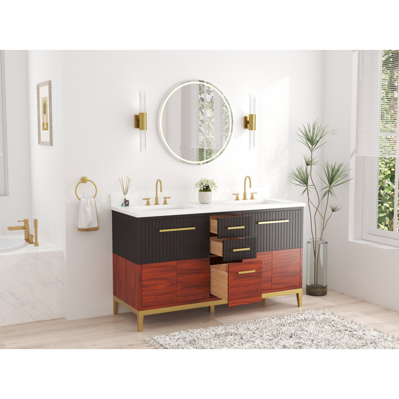 Ensemble de meuble-lavabo moderne 60 po Mid-Century