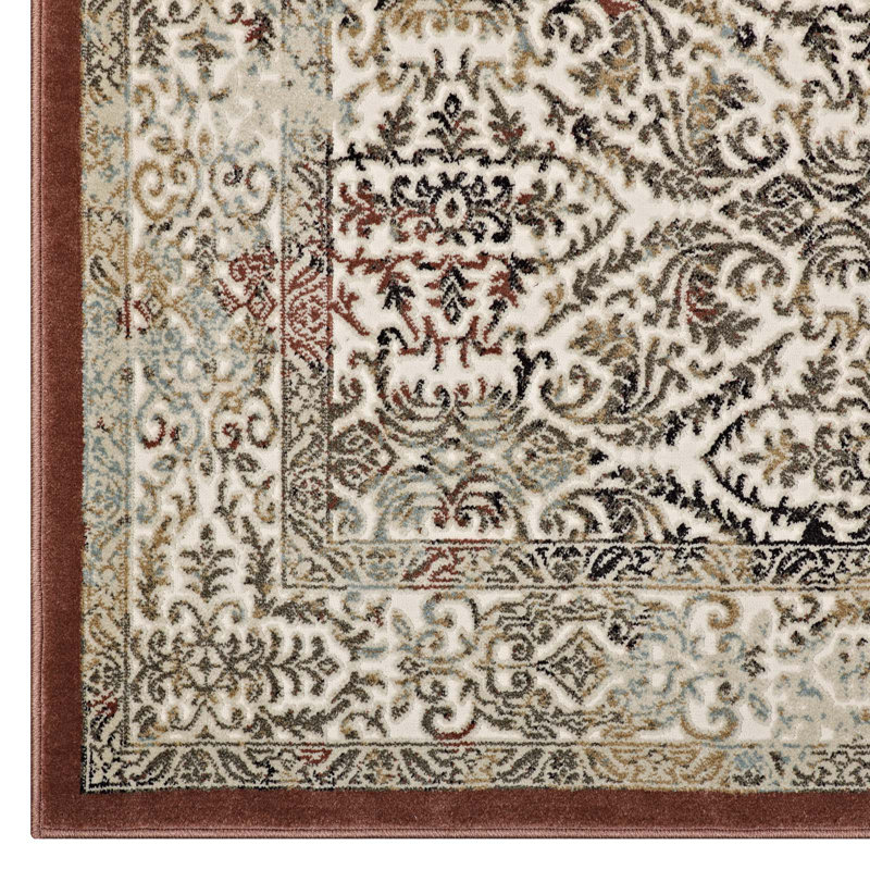 Modway Hester Ornate Turkish Vintage Area Rug in Tan and Walnut Brown, Rectangle 5' x 8'