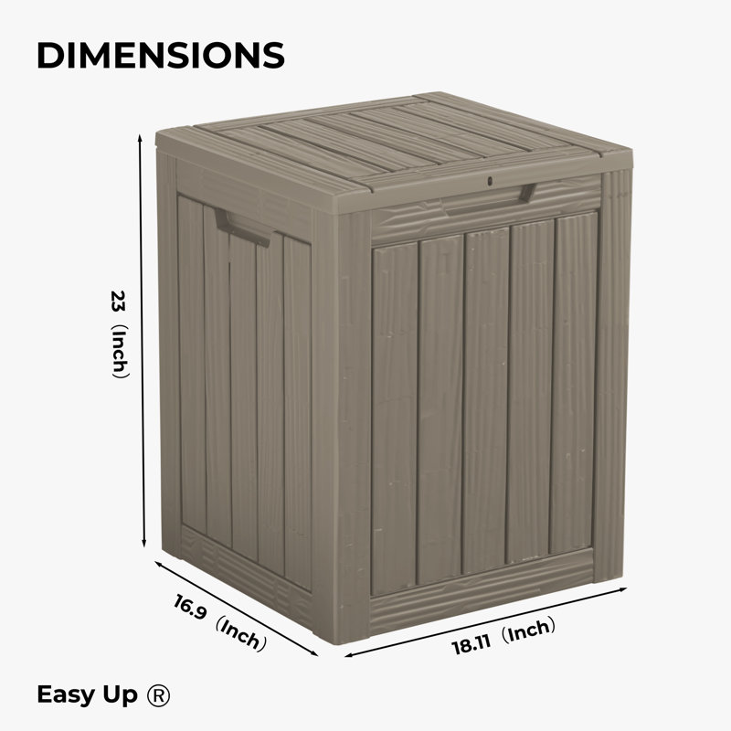 Light Brown Lockable Plastic Wicker Deck Box 28 Gallon