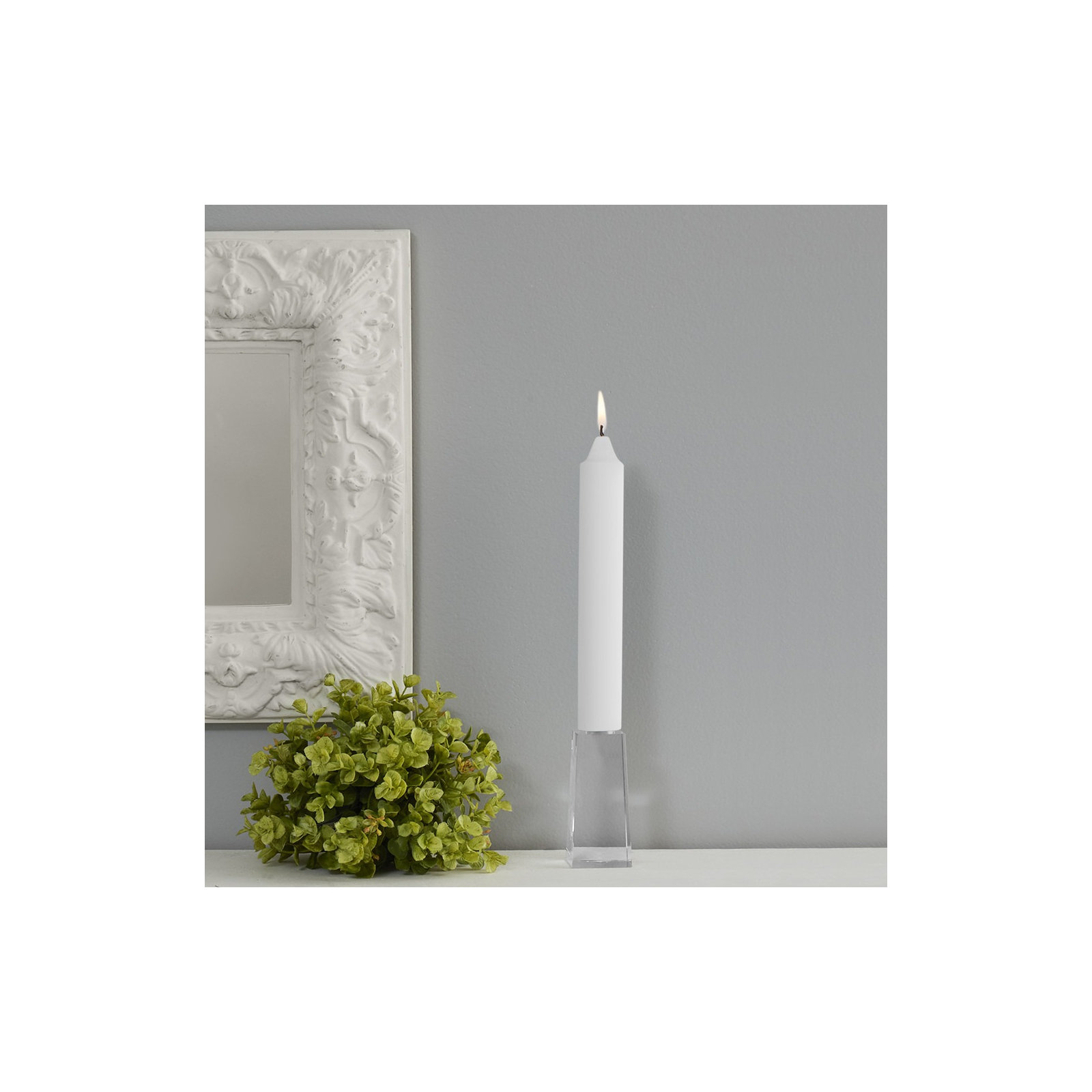 Smooth Collenette Unscented Taper Candle, 9" H x 1.25" W x 1.25" D, White