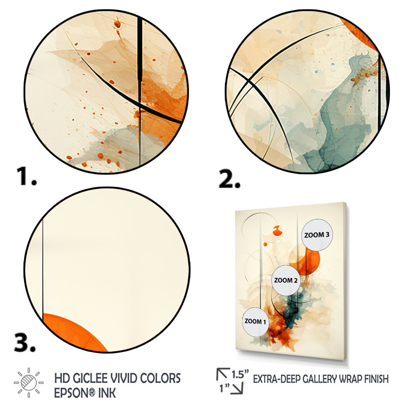 Orange spirale symétrique III - art mural géométrique, Toile tendue, H 60 po x l 40 po x P 1,5 po