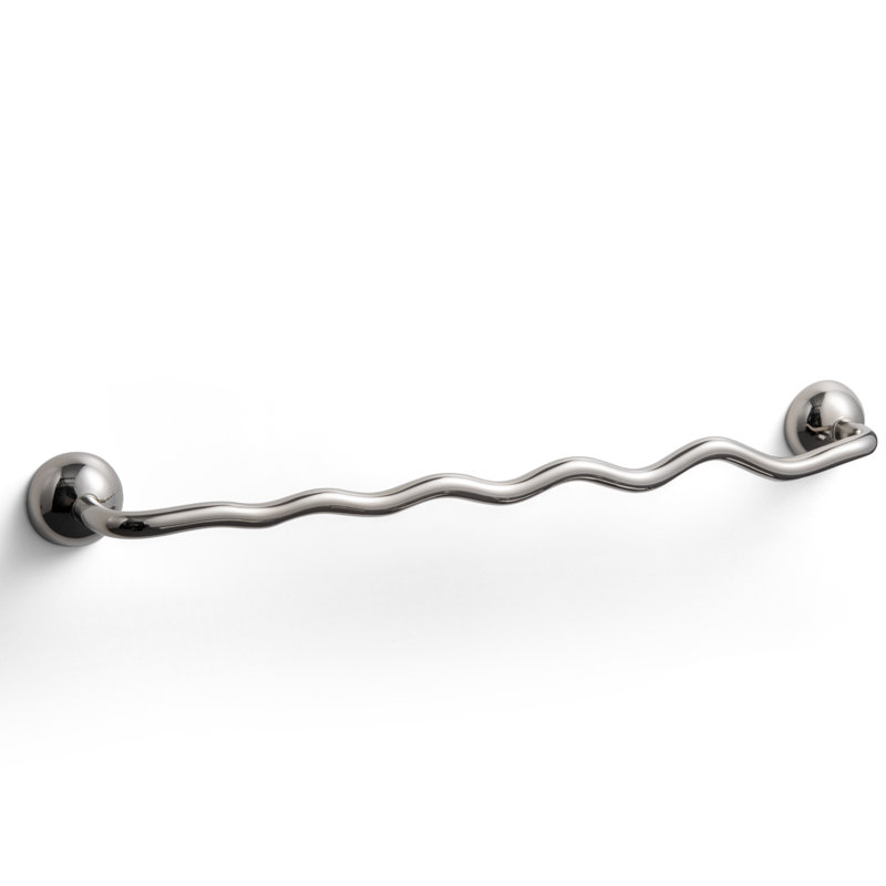 Poignée d'armoire en laiton massif ondulé de 7 7/16 po, 7 9/16", Titanium Silver