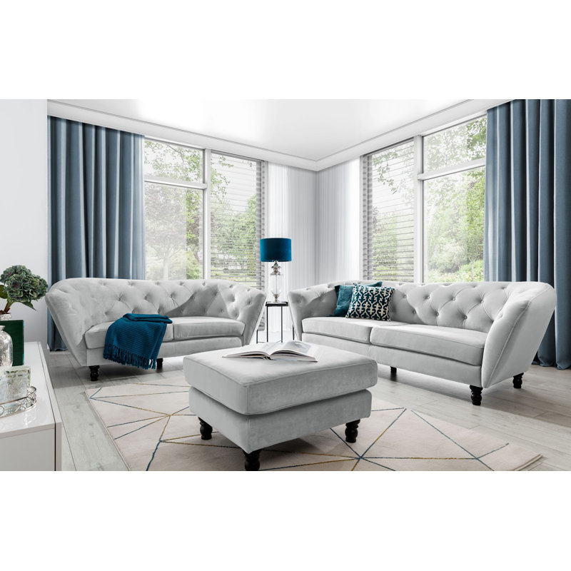 Haltwhistle 3 Seater Velvet Sofa, Grey