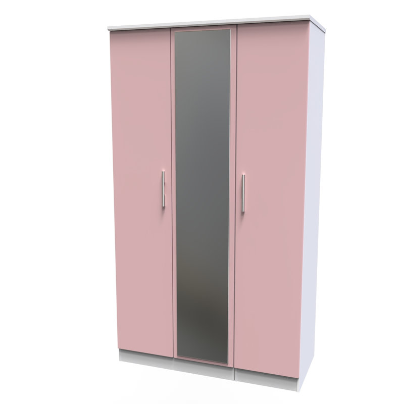 Fully Assembled Knightsbridge 3 Door Wardrobe, Pink/White
