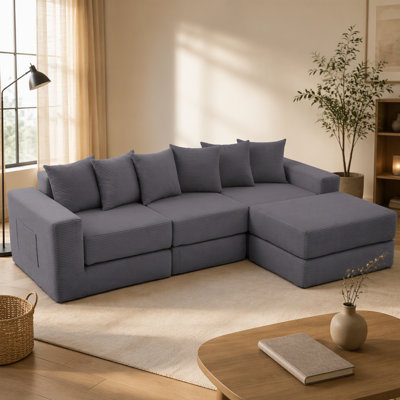 New Arrived 10-in-1 Convertible Sofa Sectional, Ideal for Family Gatherings, No Assembly Needed, with Storage and Pillows