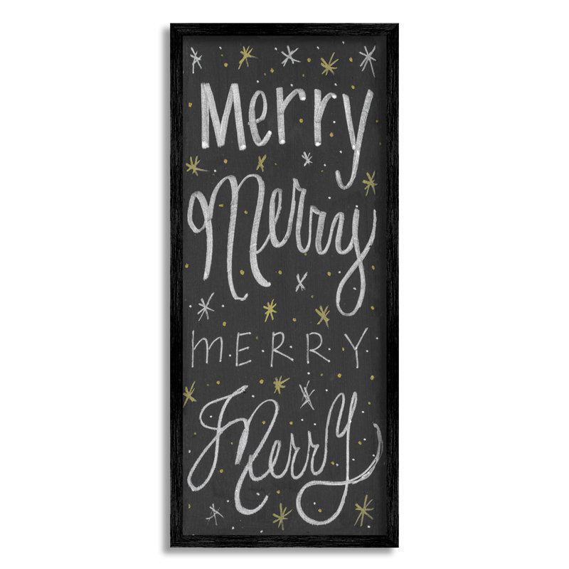 Festive Merry Chalk Style, H 30 po x l 13 po, Giclée encadrée noir minuit