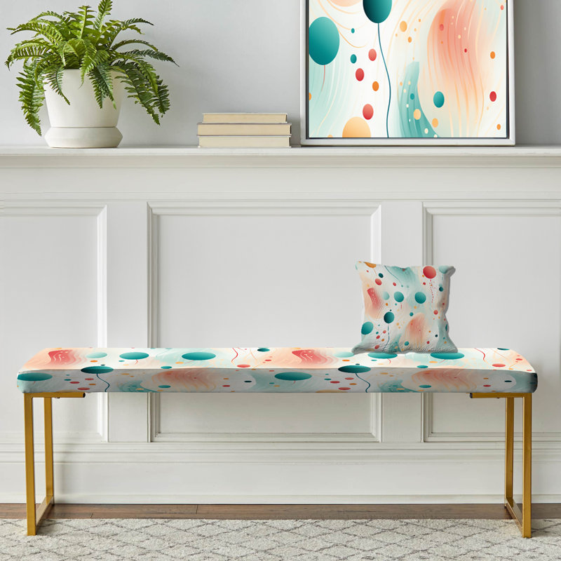 Banc rembourré à pois vert et corail Nostalgic Harmony - Pois