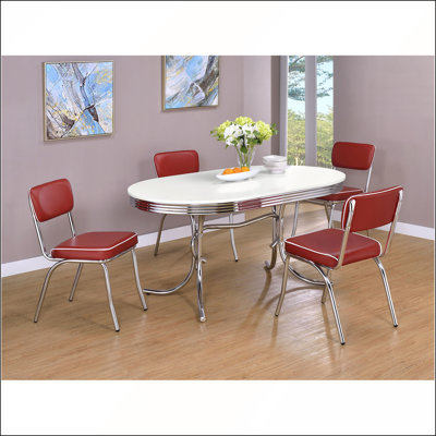 Chaises d'appoint rembourrées rouges et chromées de style rétro (ensemble de 2), parfaites pour les salles à manger et les bars rétro