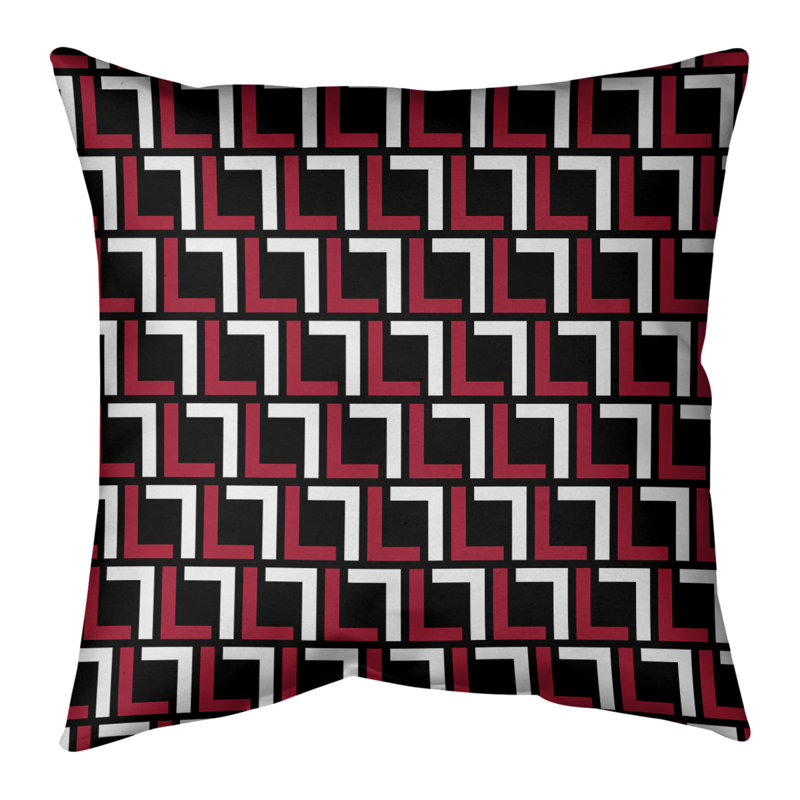 Housse de coussin Atlanta, Faux lin, Rouge/noir, 26 po x 26 po