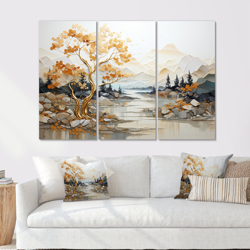 Or doré d'un chêne - ensemble de reproductions d'art mural chêne, H 28 po x l 36 po x P 1 po