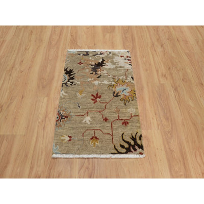 2'1" x 3'2" New Hand Knotted Brown Wool Rectangle Oriental Rug - MOA10291457
