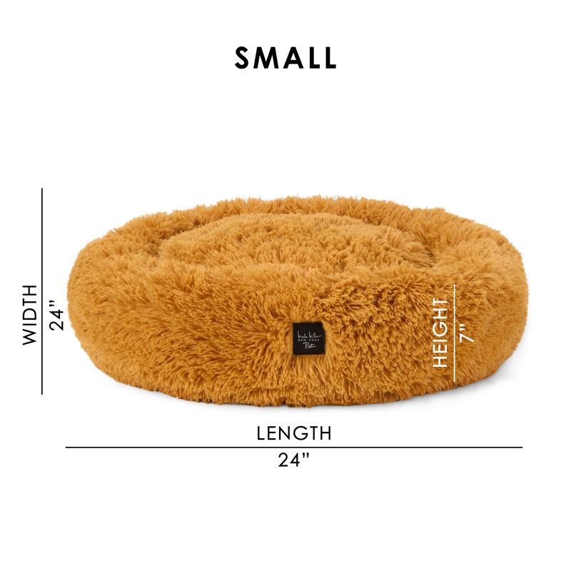 NICOLE MILLER New York Pet Ellie Fuzzy Solid Donut, Doré, H 7 po x l 5,5 po x P 24 po